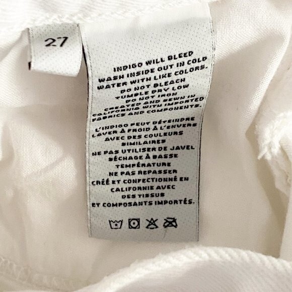 J Brand Women's White Mid Rise Button Fly Raw Hem Bonny Denim Mini Skirt 27 - Picture 9 of 10